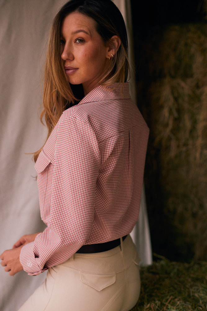Solid Citizen Equestrian | Jessica II | Gingham Equestrian Button-Down Shirt | Cinnamon
