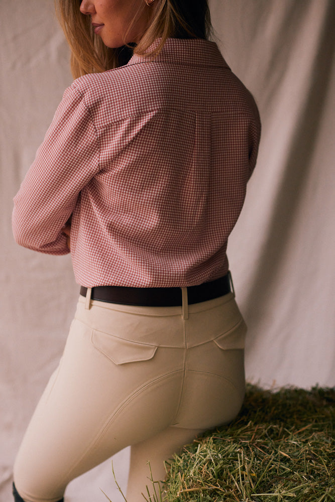 Solid Citizen Equestrian | Jessica II | Gingham Equestrian Button-Down Shirt | Cinnamon