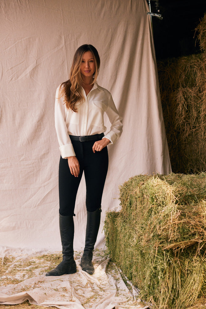 Solid Citizen Equestrian | Jessica | Seersucker Equestrian Button-Down Shirt | Ivory