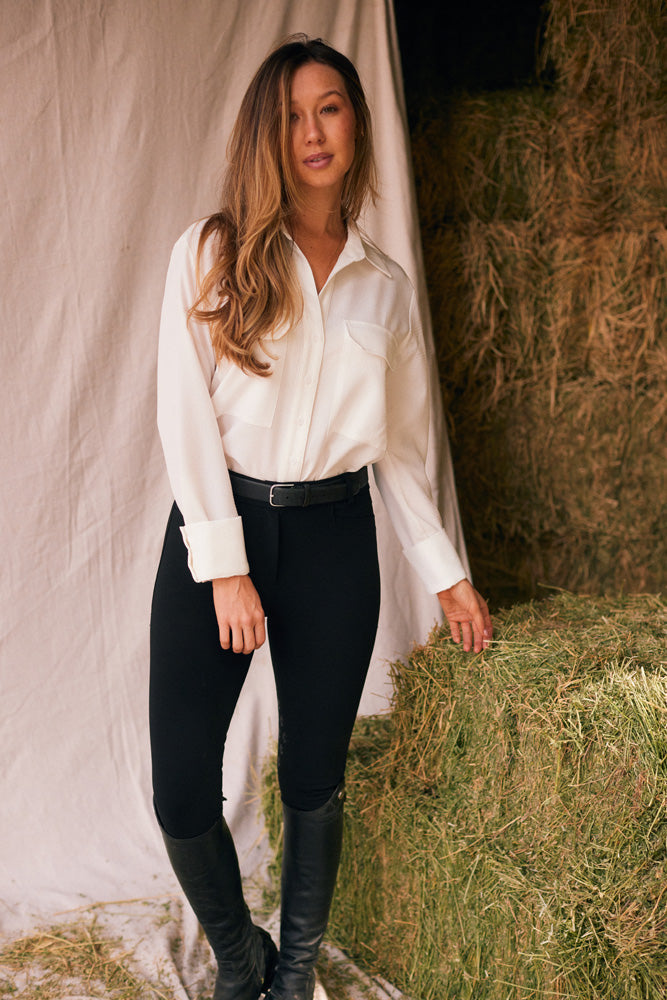 Solid Citizen Equestrian | Jessica | Seersucker Equestrian Button-Down Shirt | Ivory