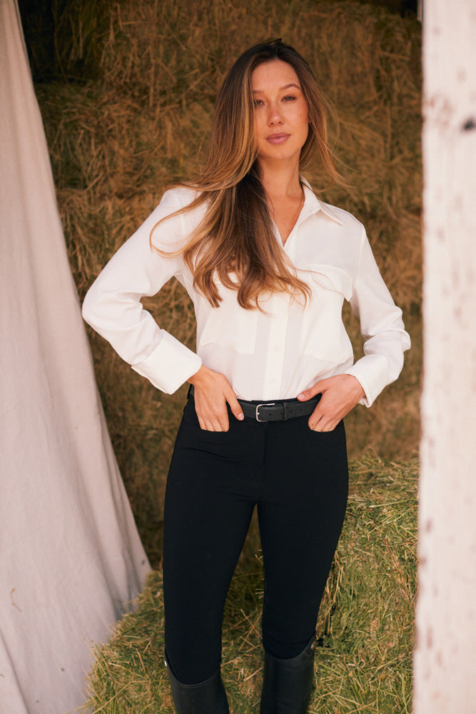 Solid Citizen Equestrian | Jessica | Seersucker Equestrian Button-Down Shirt | Ivory