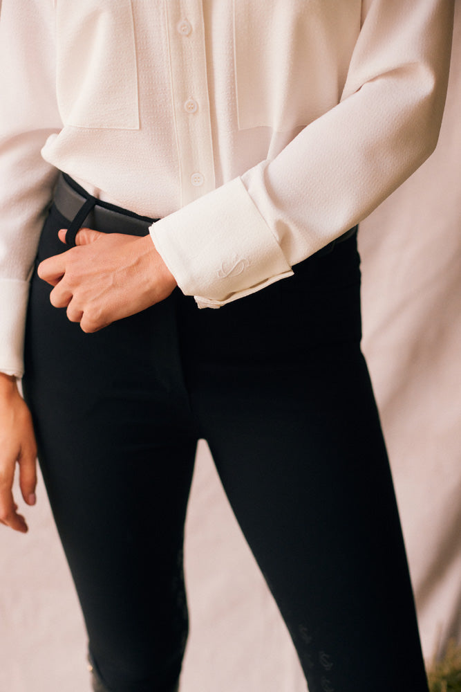 Solid Citizen Equestrian | Jessica | Seersucker Equestrian Button-Down Shirt | Ivory