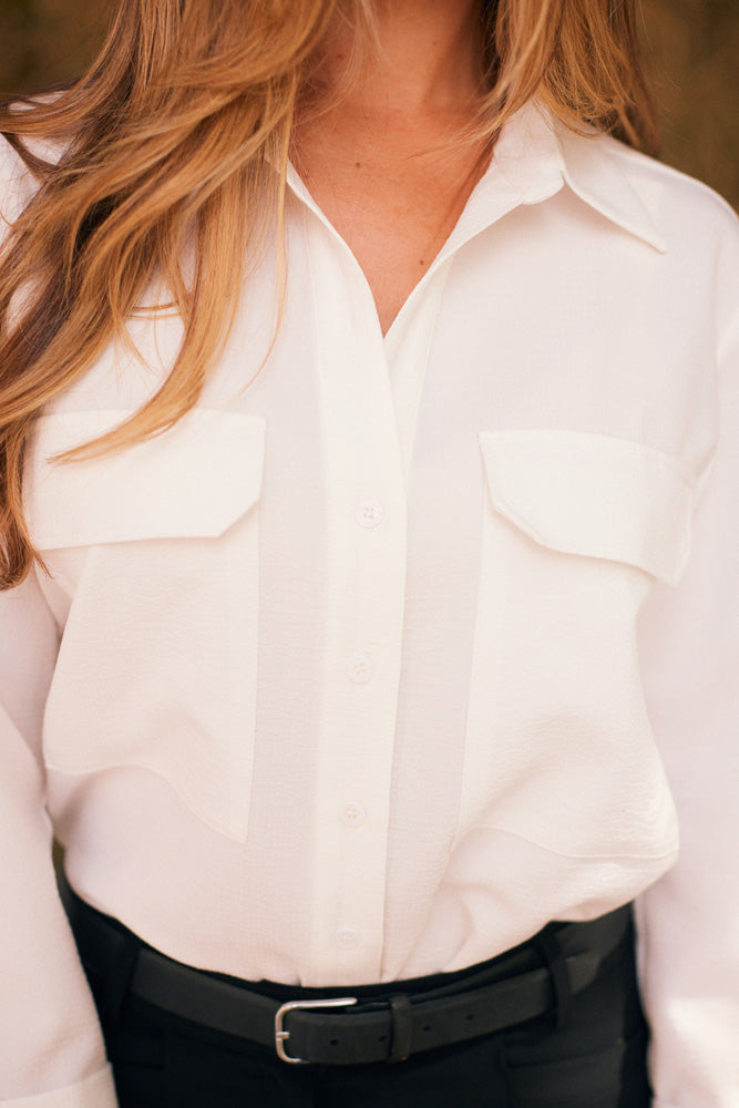 Solid Citizen Equestrian | Jessica | Seersucker Equestrian Button-Down Shirt | Ivory