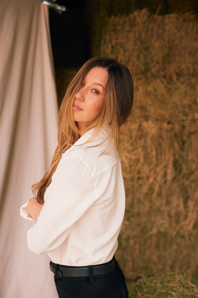 Solid Citizen Equestrian | Jessica | Seersucker Equestrian Button-Down Shirt | Ivory