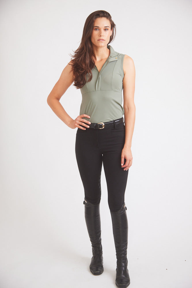 Solid Citizen Equestrian | Cameron | Sleeveless Zip Riding Top | Thyme