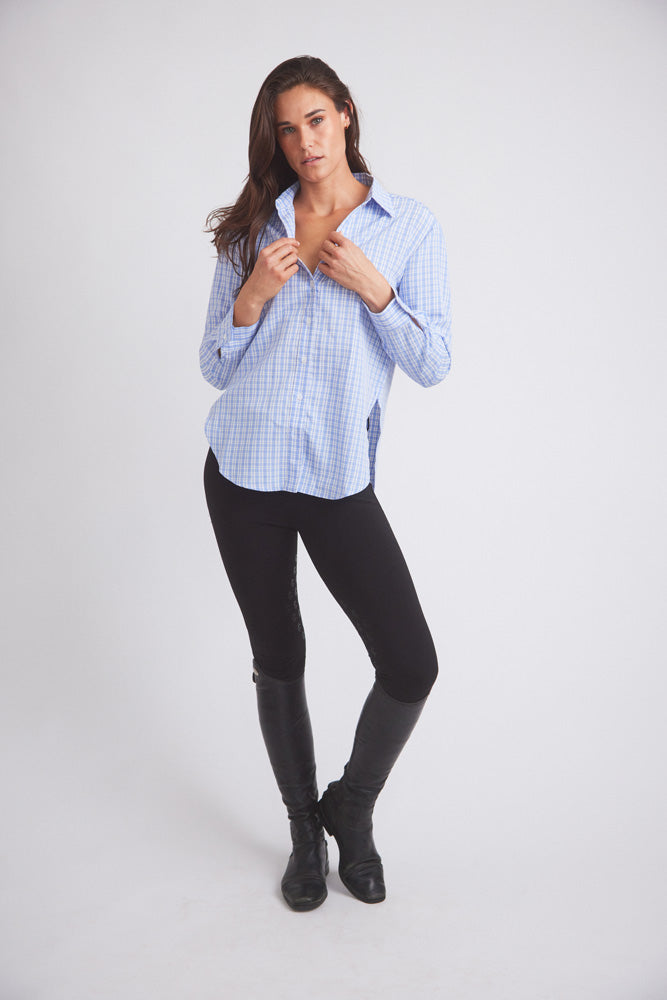 Solid Citizen Equestrian | Kaley | Seersucker Plaid Button Down | Cornflower Blue