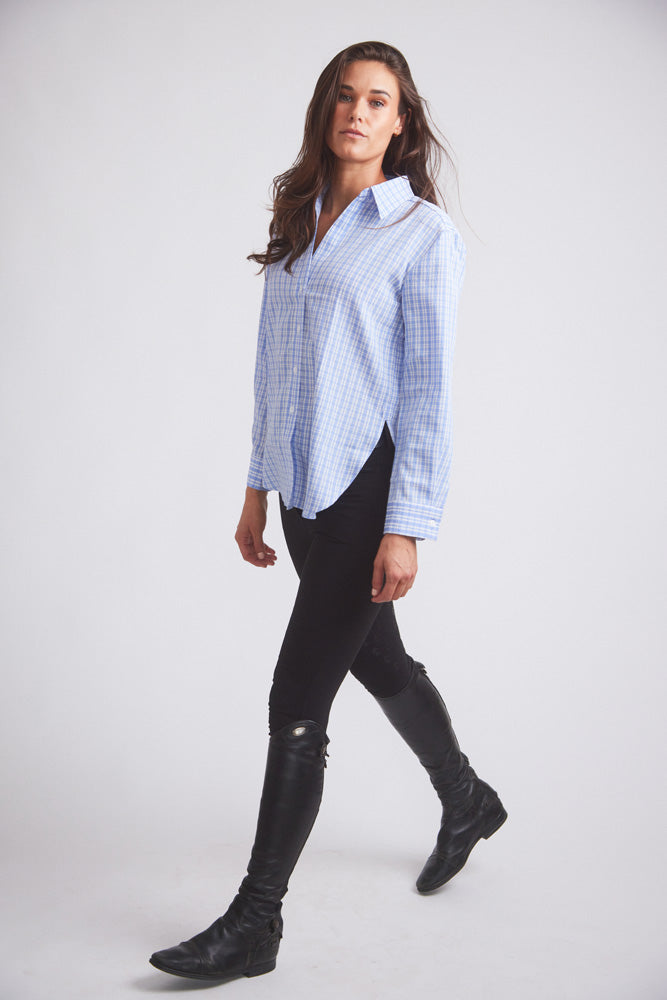 Solid Citizen Equestrian | Kaley | Seersucker Plaid Button Down | Cornflower Blue