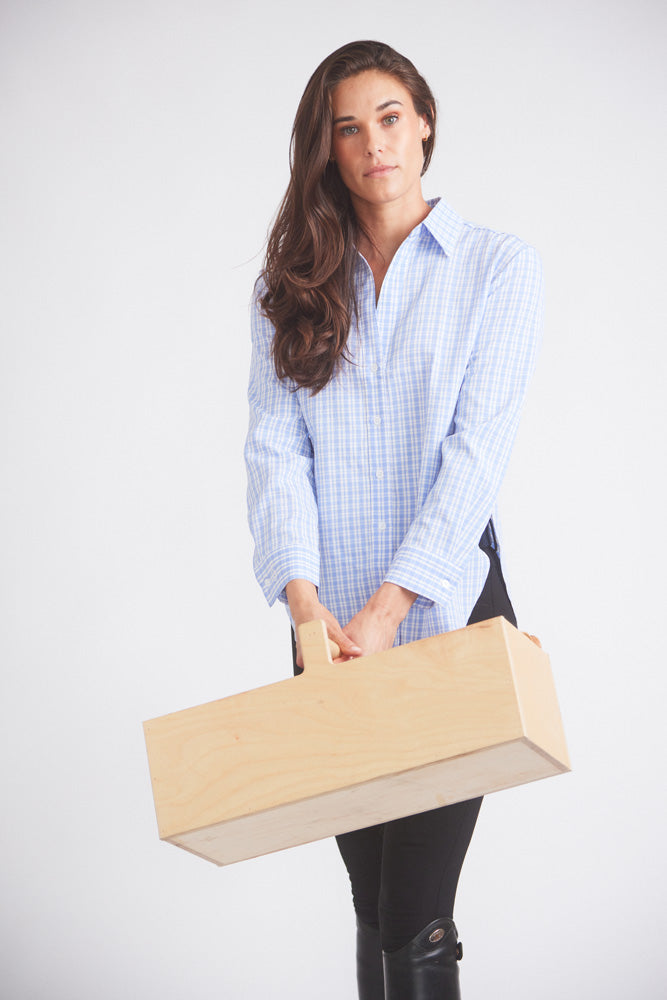 Solid Citizen Equestrian | Kaley | Seersucker Plaid Button Down | Cornflower Blue