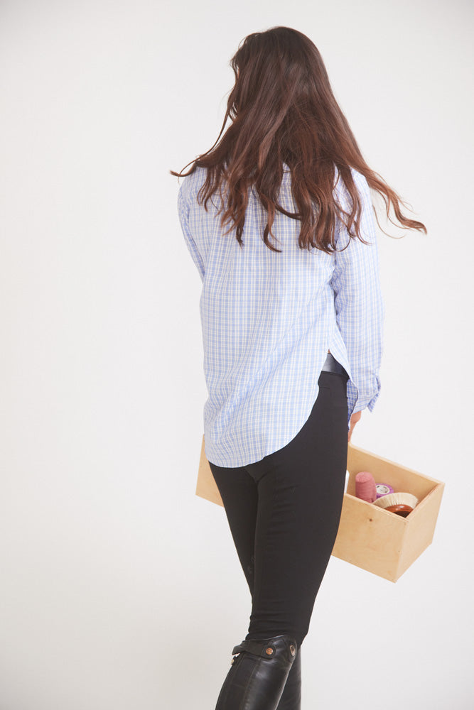Solid Citizen Equestrian | Kaley | Seersucker Plaid Button Down | Cornflower Blue