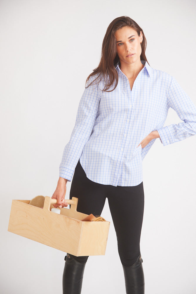 Solid Citizen Equestrian | Kaley | Seersucker Plaid Button Down | Cornflower Blue