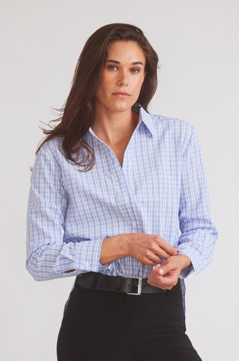 Solid Citizen Equestrian | Kaley | Seersucker Plaid Button Down | Cornflower Blue