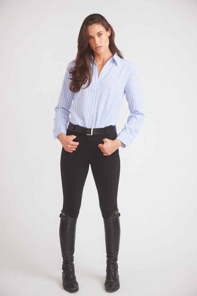 Solid Citizen Equestrian | Kaley | Seersucker Plaid Button Down | Cornflower Blue
