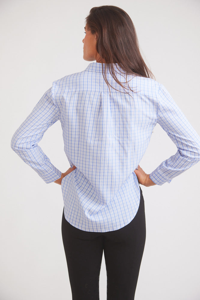 Solid Citizen Equestrian | Kaley | Seersucker Plaid Button Down | Cornflower Blue