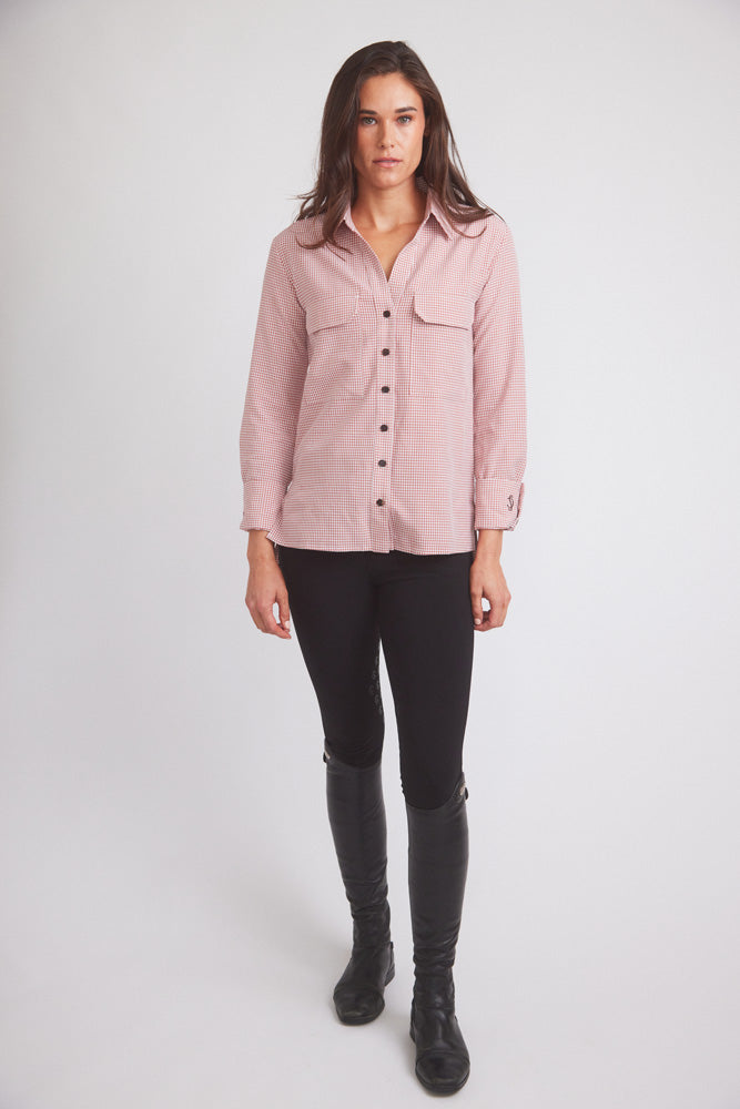 Solid Citizen Equestrian | Jessica II | Gingham Equestrian Button-Down Shirt | Cinnamon