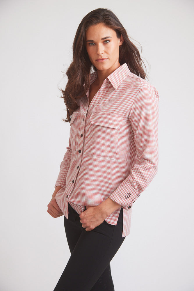 Solid Citizen Equestrian | Jessica II | Gingham Equestrian Button-Down Shirt | Cinnamon