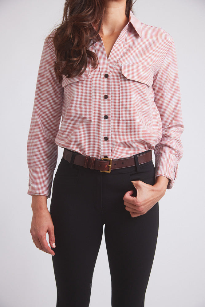 Solid Citizen Equestrian | Jessica II | Gingham Equestrian Button-Down Shirt | Cinnamon