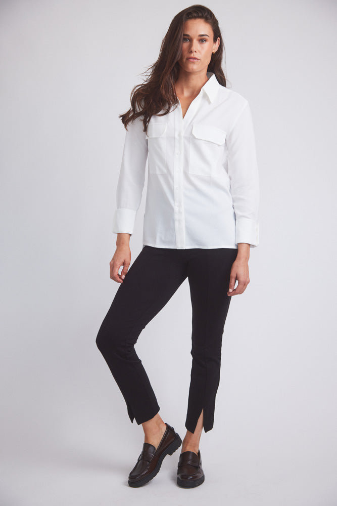 Solid Citizen Equestrian | Jessica | Seersucker Equestrian Button-Down Shirt | Ivory