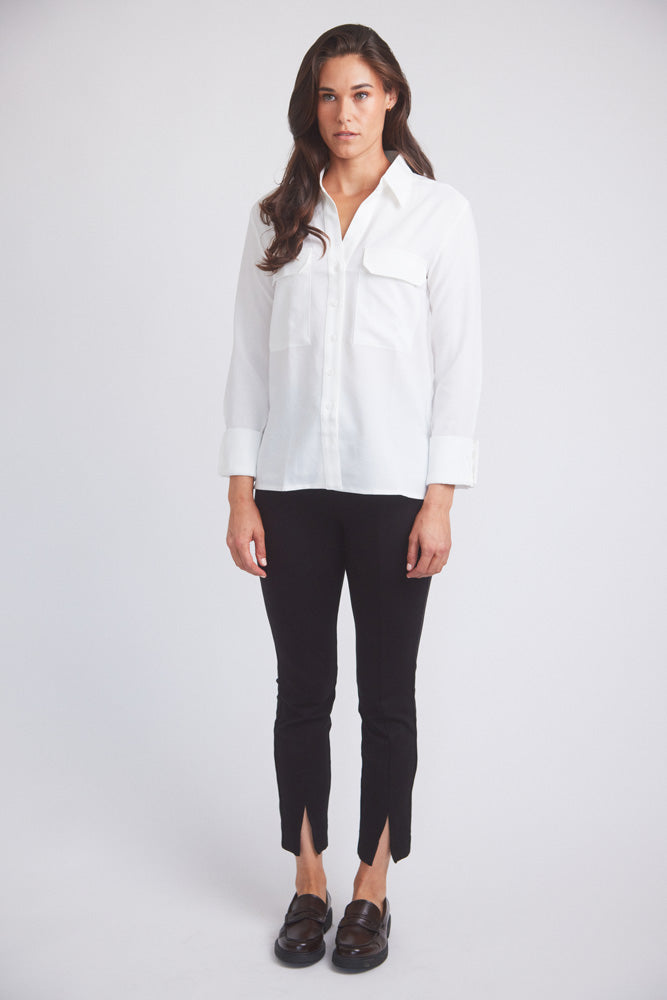Solid Citizen Equestrian | Jessica | Seersucker Equestrian Button-Down Shirt | Ivory