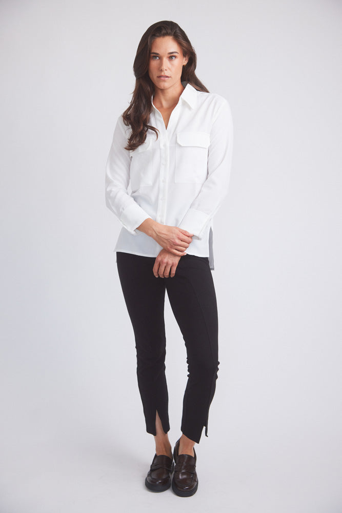 Solid Citizen Equestrian | Jessica | Seersucker Equestrian Button-Down Shirt | Ivory
