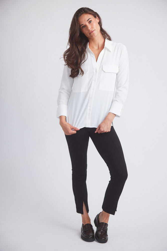 Solid Citizen Equestrian | Jessica | Seersucker Equestrian Button-Down Shirt | Ivory