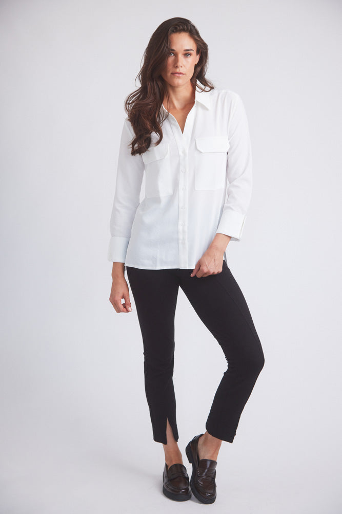 Solid Citizen Equestrian | Jessica | Seersucker Equestrian Button-Down Shirt | Ivory