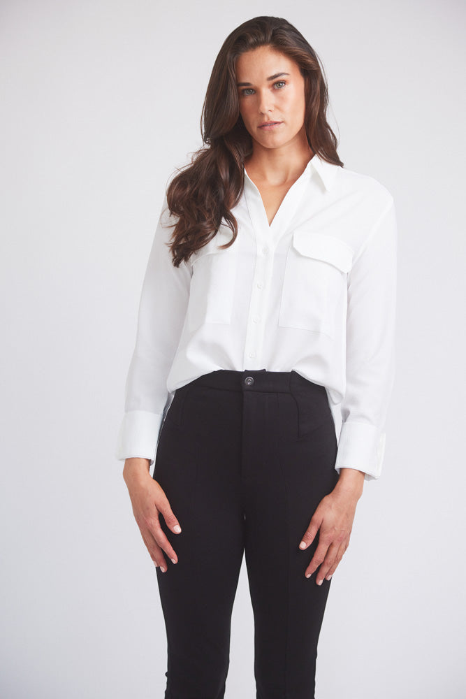 Solid Citizen Equestrian | Jessica | Seersucker Equestrian Button-Down Shirt | Ivory