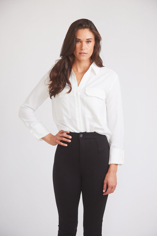 Solid Citizen Equestrian | Jessica | Seersucker Equestrian Button-Down Shirt | Ivory