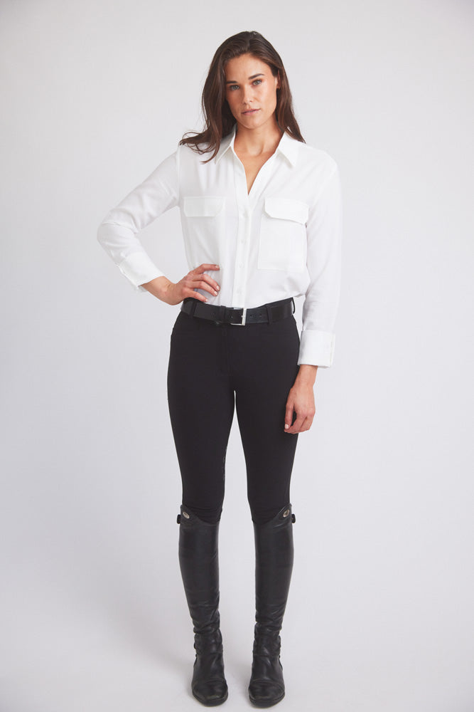 Solid Citizen Equestrian | Jessica | Seersucker Equestrian Button-Down Shirt | Ivory
