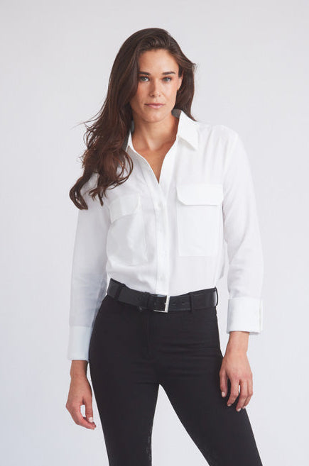 Solid Citizen Equestrian | Jessica | Seersucker Equestrian Button-Down Shirt | Ivory