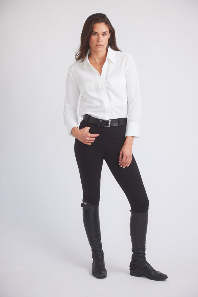 Solid Citizen Equestrian | Jessica | Seersucker Equestrian Button-Down Shirt | Ivory