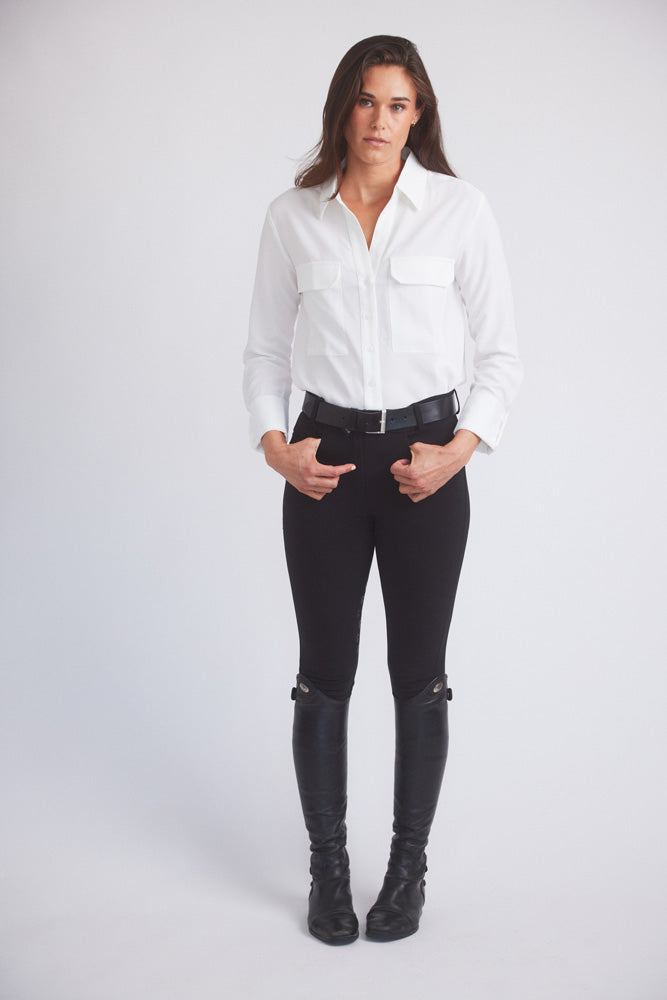 Solid Citizen Equestrian | Jessica | Seersucker Equestrian Button-Down Shirt | Ivory