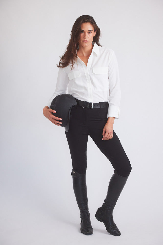 Solid Citizen Equestrian | Jessica | Seersucker Equestrian Button-Down Shirt | Ivory