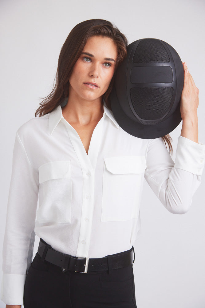 Solid Citizen Equestrian | Jessica | Seersucker Equestrian Button-Down Shirt | Ivory