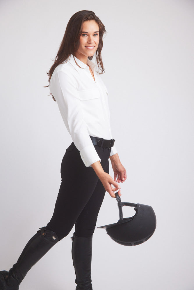 Solid Citizen Equestrian | Jessica | Seersucker Equestrian Button-Down Shirt | Ivory