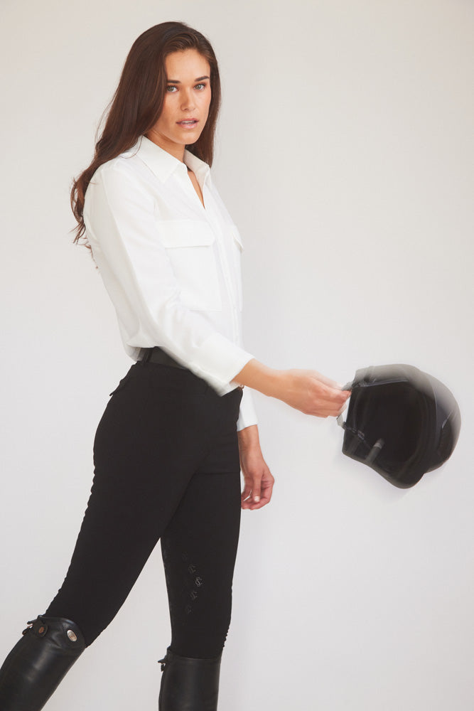 Solid Citizen Equestrian | Jessica | Seersucker Equestrian Button-Down Shirt | Ivory