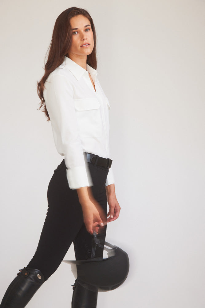 Solid Citizen Equestrian | Jessica | Seersucker Equestrian Button-Down Shirt | Ivory