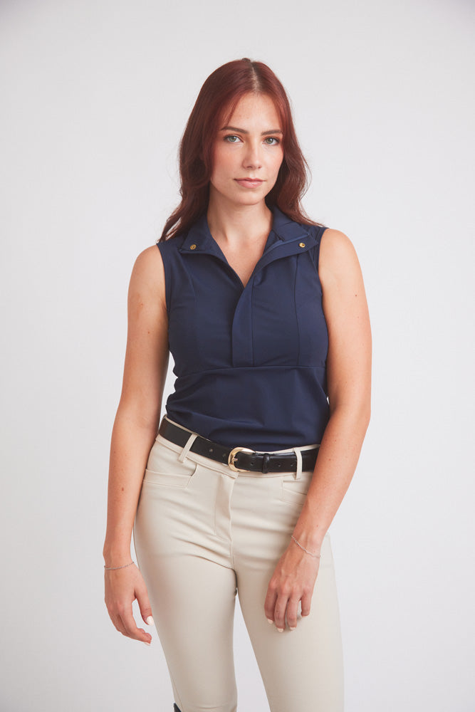 Solid Citizen Equestrian | Cameron | Sleeveless Zip Riding Top | Deep Navy