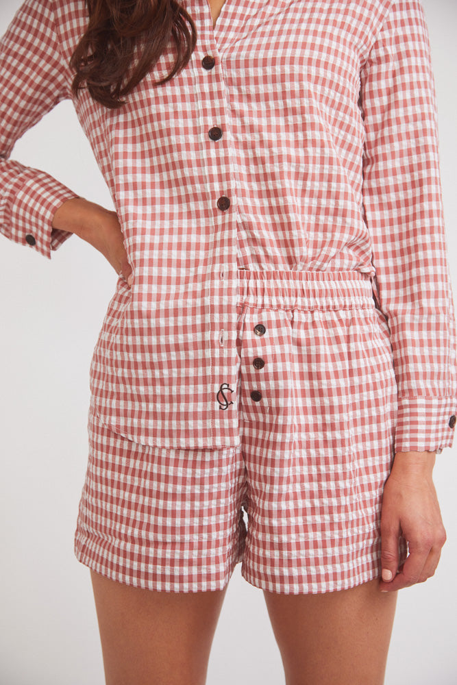 Solid Citizen Equestrian | Kaley | Seersucker Gingham Button Down | Cherry Pie