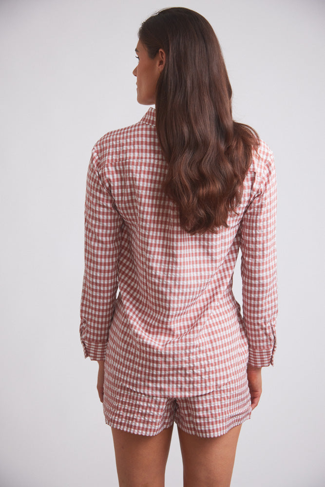 Solid Citizen Equestrian | Kaley | Seersucker Gingham Button Down | Cherry Pie