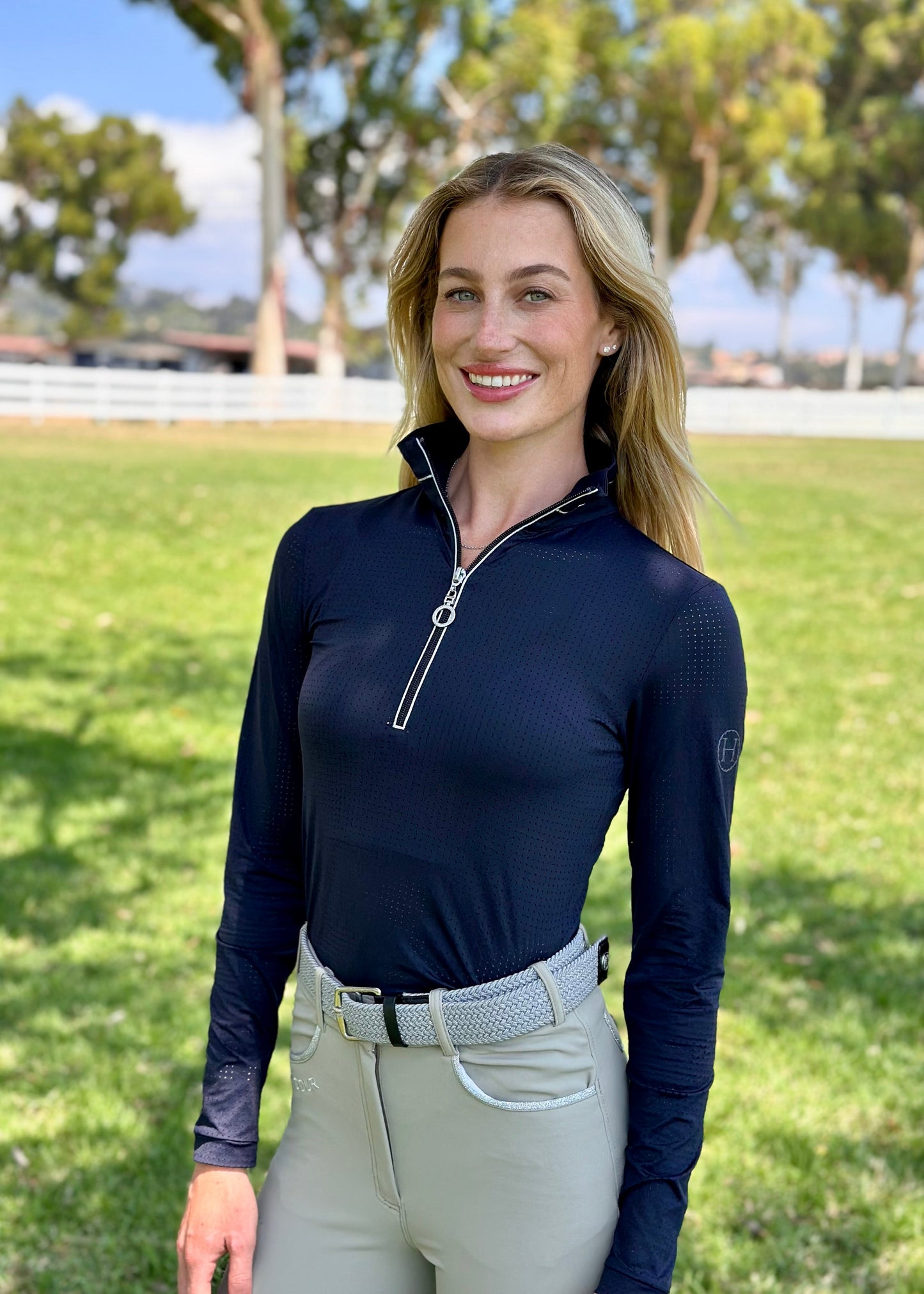 Harcour USA - Breezi Women's Perforated Zip Up Long Sleeve Technical Riding Shirt