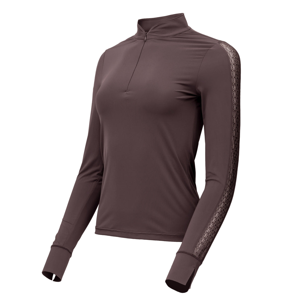 Halter Ego - Annabelle - Long Sleeve Lace Riding Top - Velvet Mocha