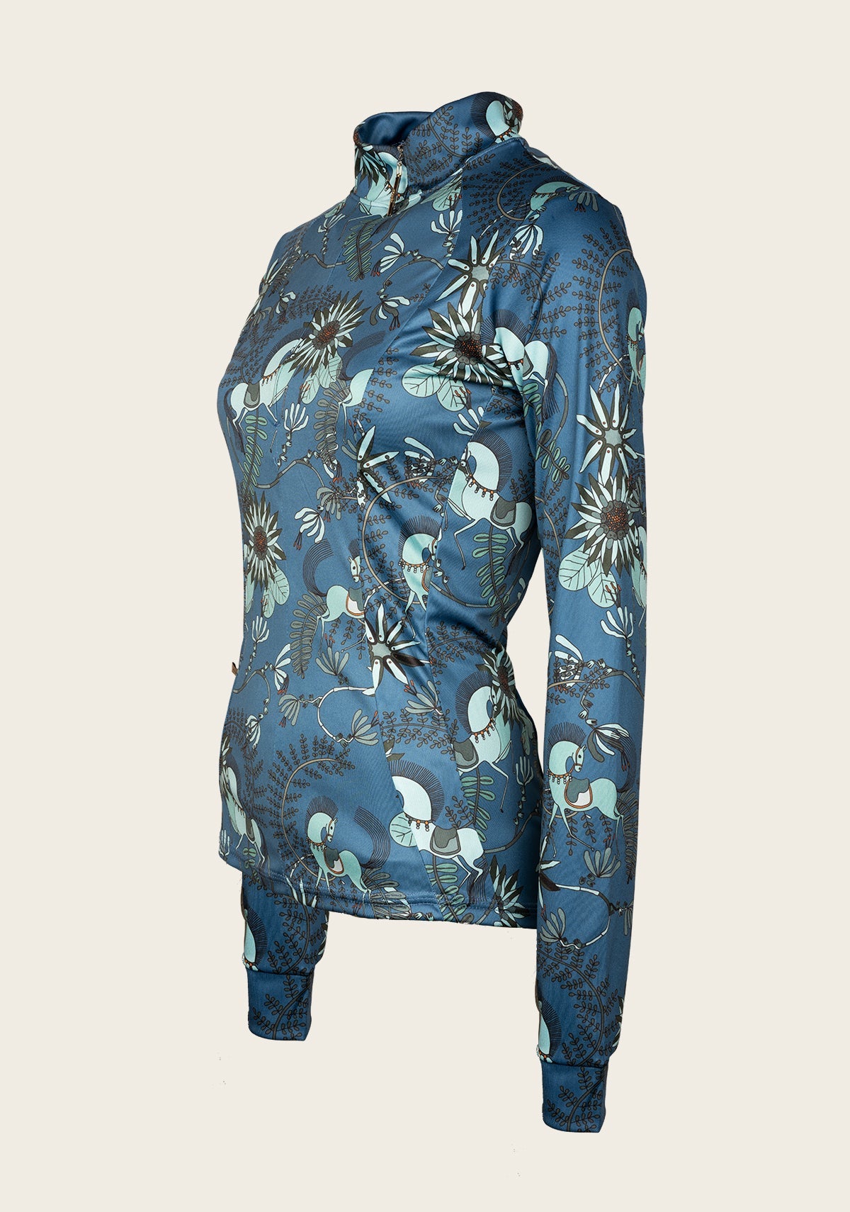 Espoir - Mint Magic on Harbor Blue Quarter Zip Sun Shirt