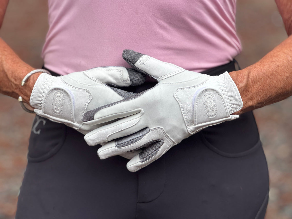 Correct Connect - Oil-Tac Copper Tech™️ Leather Premium Riding Glove in White
