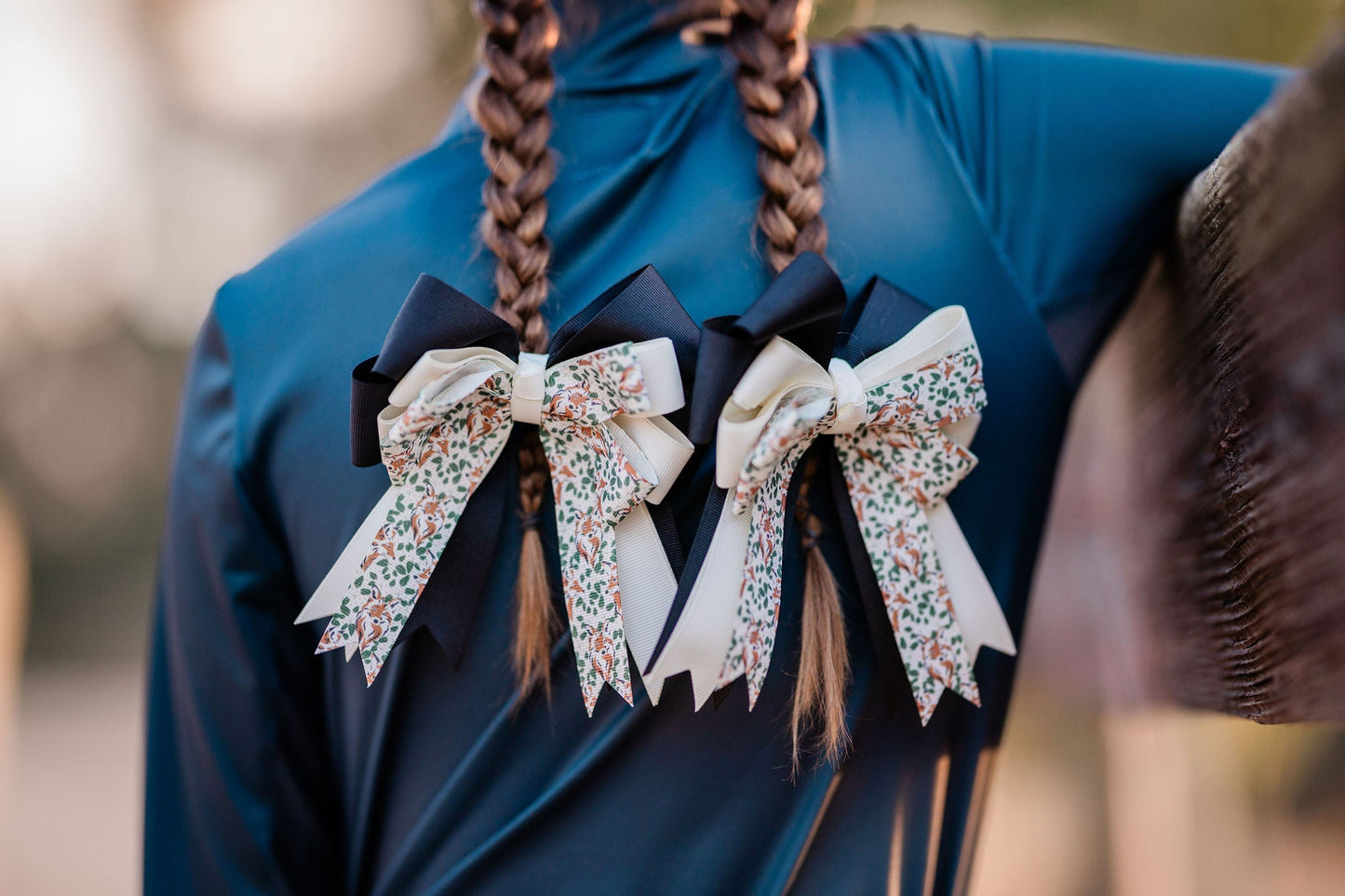 The Proper Fox - Equestrian Horse Show Bow - Fox Pattern
