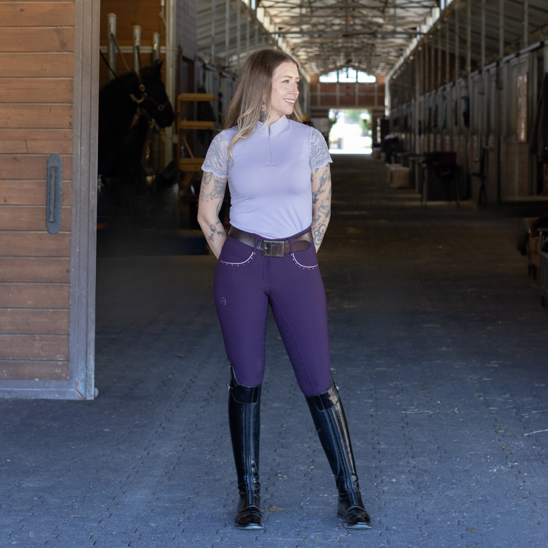 Halter Ego - Evolution Full Seat Breeches - Dark Plum - HIGH WAIST