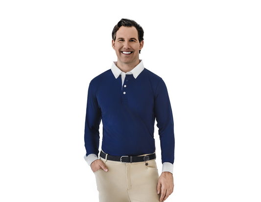 Ovation - Men's Classic Long Sleeve Polo Show Shirt - Navy