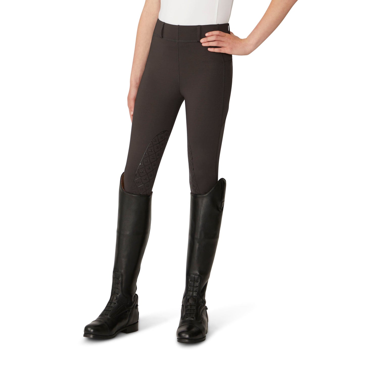 Ovation - Kids' Aerowick Pull On Silicone Knee Patch Breech - Charcoal