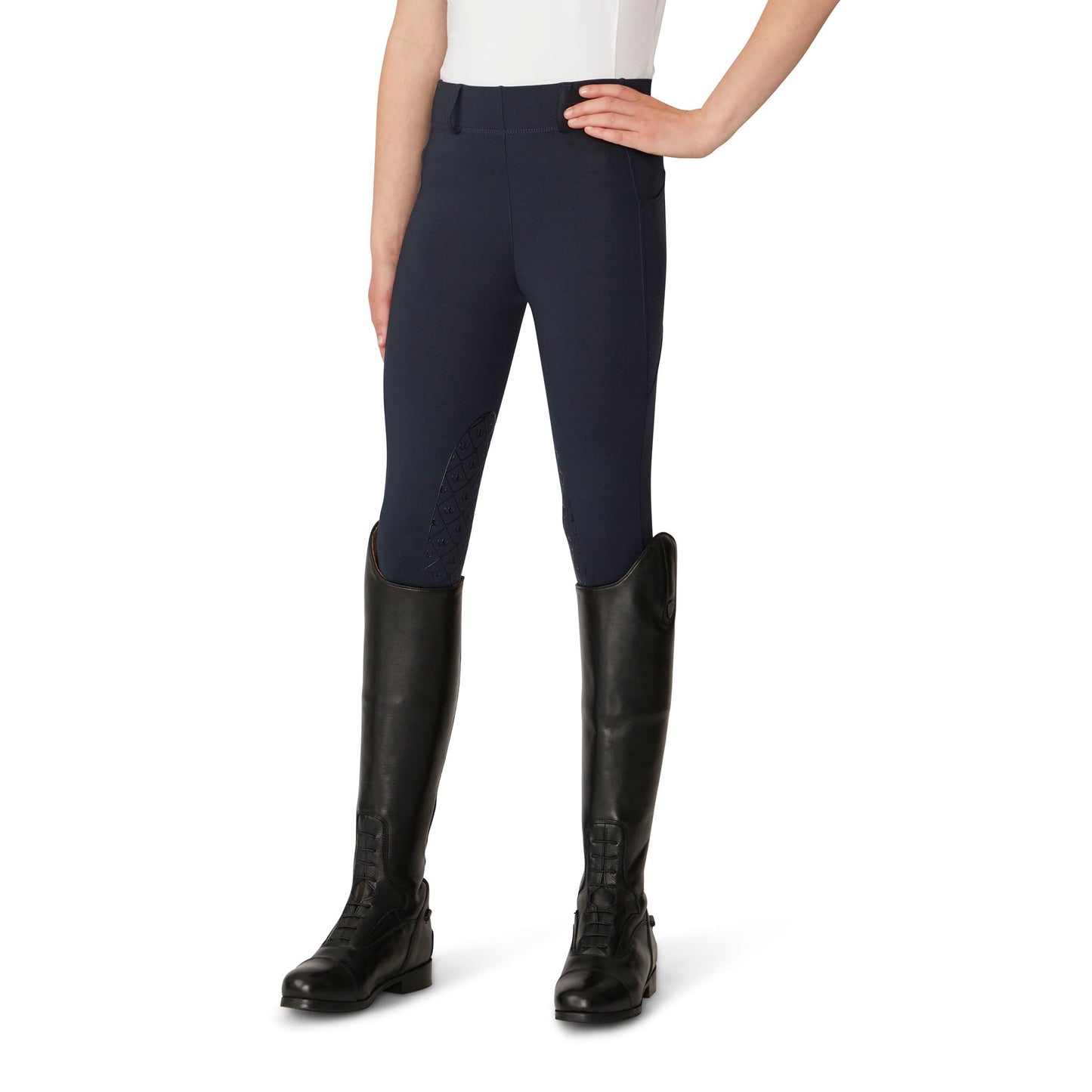 Ovation - Kids' Aerowick Pull On Silicone Knee Patch Breech - Navy
