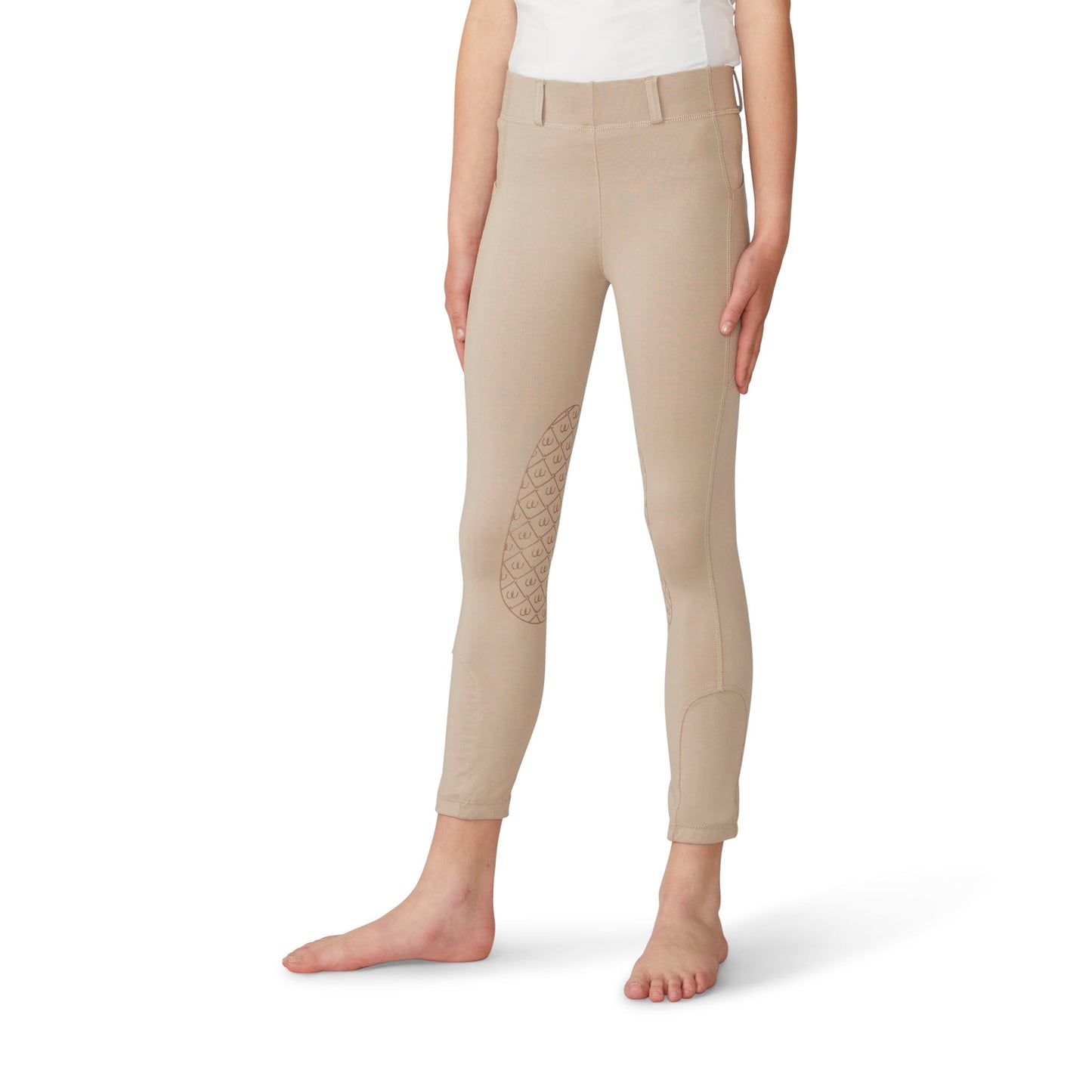 Ovation - Kids' Aerowick Pull On Silicone Knee Patch Breech - Neutral Beige