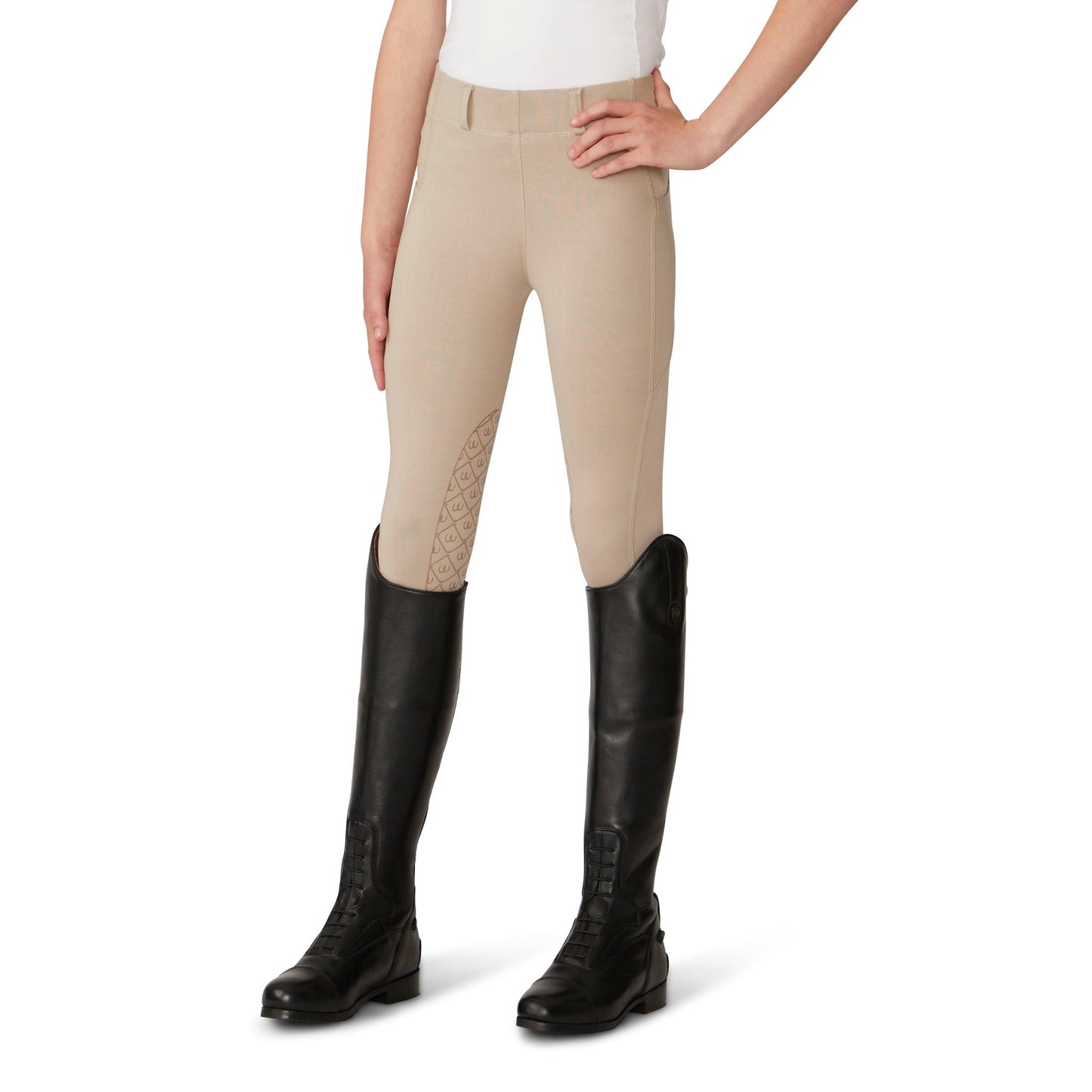 Ovation - Kids' Aerowick Pull On Silicone Knee Patch Breech - Neutral Beige